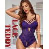 imageAvidlove Women Lingerie Floral Lace Harness Lingerie Bodysuit One Piece Teddy Babydoll NightgownPurple