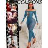 imageAvidlove Women Lingeries Long Sleeve Fishnet Body Stocking Leopard Sexy Outfit Rhinestone Body Suits Cut Out JumpsuitDark Blue