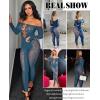 imageAvidlove Women Lingeries Long Sleeve Fishnet Body Stocking Leopard Sexy Outfit Rhinestone Body Suits Cut Out JumpsuitDark Blue
