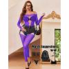 imageAvidlove Women Lingeries Long Sleeve Fishnet Body Stocking Leopard Sexy Outfit Rhinestone Body Suits Cut Out JumpsuitPurple