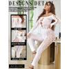 imageAvidlove Women Lingeries Long Sleeve Fishnet Body Stocking Leopard Sexy Outfit Rhinestone Body Suits Cut Out JumpsuitWhite