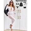 imageAvidlove Women Lingeries Long Sleeve Fishnet Body Stocking Leopard Sexy Outfit Rhinestone Body Suits Cut Out JumpsuitWhite