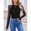 imageAvidlove Women Long Sleeve Bodysuit Crew Neck Body Suits Mesh One Piece Leotards Shirt Going Out Bodysuit TopsBlack