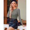 imageAvidlove Women Long Sleeve Bodysuit Crew Neck Body Suits Mesh One Piece Leotards Shirt Going Out Bodysuit TopsDark Grey