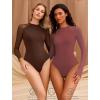 imageAvidlove Women Long Sleeve Bodysuit Crew Neck Body Suits Mesh One Piece Leotards Shirt Going Out Bodysuit TopsPurple Red