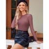 imageAvidlove Women Long Sleeve Bodysuit Crew Neck Body Suits Mesh One Piece Leotards Shirt Going Out Bodysuit TopsPurple Red