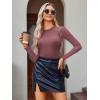 imageAvidlove Women Long Sleeve Bodysuit Crew Neck Body Suits Mesh One Piece Leotards Shirt Going Out Bodysuit TopsPurple Red