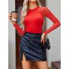 imageAvidlove Women Long Sleeve Bodysuit Crew Neck Body Suits Mesh One Piece Leotards Shirt Going Out Bodysuit TopsRed