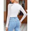 imageAvidlove Women Long Sleeve Bodysuit Crew Neck Body Suits Mesh One Piece Leotards Shirt Going Out Bodysuit TopsWhite