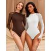 imageAvidlove Women Long Sleeve Bodysuit Crew Neck Body Suits Mesh One Piece Leotards Shirt Going Out Bodysuit TopsWhite