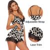 imageAvidlove Women Pajama Set Lace Trim Short PJ Set Modal V Neck Sleeveless Sleepwear Drawstring Waist Nightwear SXXLBlack  Leopard