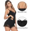 imageAvidlove Women Pajama Set Lace Trim Short PJ Set Modal V Neck Sleeveless Sleepwear Drawstring Waist Nightwear SXXLBlack