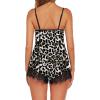 imageAvidlove Women Pajama Set Lace Trim Short PJ Set Modal V Neck Sleeveless Sleepwear Drawstring Waist Nightwear SXXLBlack Leopard 02