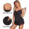 imageAvidlove Women Pajama Set Lace Trim Short PJ Set Modal V Neck Sleeveless Sleepwear Drawstring Waist Nightwear SXXLBlack White Dot