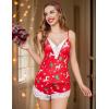 imageAvidlove Women Pajama Set Lace Trim Short PJ Set Modal V Neck Sleeveless Sleepwear Drawstring Waist Nightwear SXXLElk Red