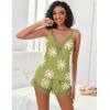 imageAvidlove Women Pajama Set Lace Trim Short PJ Set Modal V Neck Sleeveless Sleepwear Drawstring Waist Nightwear SXXLFloral Green