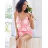 imageAvidlove Women Pajama Set Lace Trim Short PJ Set Modal V Neck Sleeveless Sleepwear Drawstring Waist Nightwear SXXLFloral Pink