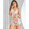 imageAvidlove Women Pajama Set Lace Trim Short PJ Set Modal V Neck Sleeveless Sleepwear Drawstring Waist Nightwear SXXLFlower