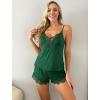 imageAvidlove Women Pajama Set Lace Trim Short PJ Set Modal V Neck Sleeveless Sleepwear Drawstring Waist Nightwear SXXLGreen