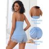imageAvidlove Women Pajama Set Lace Trim Short PJ Set Modal V Neck Sleeveless Sleepwear Drawstring Waist Nightwear SXXLLight Blue