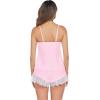 imageAvidlove Women Pajama Set Lace Trim Short PJ Set Modal V Neck Sleeveless Sleepwear Drawstring Waist Nightwear SXXLPink