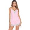 imageAvidlove Women Pajama Set Lace Trim Short PJ Set Modal V Neck Sleeveless Sleepwear Drawstring Waist Nightwear SXXLPink