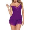 imageAvidlove Women Pajama Set Lace Trim Short PJ Set Modal V Neck Sleeveless Sleepwear Drawstring Waist Nightwear SXXLPurple