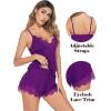 imageAvidlove Women Pajama Set Lace Trim Short PJ Set Modal V Neck Sleeveless Sleepwear Drawstring Waist Nightwear SXXLPurple