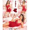 imageAvidlove Women Pajama Set Lace Trim Short PJ Set Modal V Neck Sleeveless Sleepwear Drawstring Waist Nightwear SXXLRed
