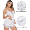 imageAvidlove Women Pajama Set Lace Trim Short PJ Set Modal V Neck Sleeveless Sleepwear Drawstring Waist Nightwear SXXLWhite