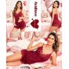 imageAvidlove Women Pajama Set Lace Trim Short PJ Set Modal V Neck Sleeveless Sleepwear Drawstring Waist Nightwear SXXLWine Red