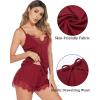 imageAvidlove Women Pajama Set Lace Trim Short PJ Set Modal V Neck Sleeveless Sleepwear Drawstring Waist Nightwear SXXLWine Red