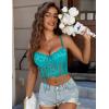 imageAvidlove Womens Lace Bralette Underwire Corset Tops Camisoles Bustier Crop Tops Y2kBlue Green