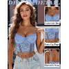 imageAvidlove Womens Lace Bralette Underwire Corset Tops Camisoles Bustier Crop Tops Y2kLight Blue