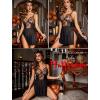 imageAvidlove Womens Lingerie Lace Chemise Floral Embroidery Mesh Babydoll Side Slit SleepwearBlack