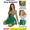 imageAvidlove Womens Lingerie Lace Chemise Floral Embroidery Mesh Babydoll Side Slit SleepwearGreen