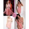 imageAvidlove Womens Lingerie Lace Chemise Floral Embroidery Mesh Babydoll Side Slit SleepwearPink