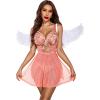 imageAvidlove Womens Lingerie Lace Chemise Floral Embroidery Mesh Babydoll Side Slit SleepwearPink