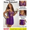 imageAvidlove Womens Lingerie Lace Chemise Floral Embroidery Mesh Babydoll Side Slit SleepwearPurple