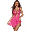 imageAvidlove Womens Lingerie Lace Chemise Floral Embroidery Mesh Babydoll Side Slit SleepwearRose Red
