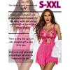 imageAvidlove Womens Lingerie Lace Chemise Floral Embroidery Mesh Babydoll Side Slit SleepwearRose Red