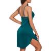 imageAvidlove Womens Nightwear Sexy Satin Sleepwear Lace Chemises Mini Full SlipB Green
