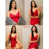 imageAvidlove Womens Nightwear Sexy Satin Sleepwear Lace Chemises Mini Full SlipB Red