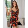 imageAvidlove Womens Nightwear Sexy Satin Sleepwear Lace Chemises Mini Full SlipBlack Halloween Print