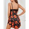 imageAvidlove Womens Nightwear Sexy Satin Sleepwear Lace Chemises Mini Full SlipBlack Halloween Print