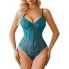 imageAvidlove Bodysuit for Women Sexy Lace Top One Piece Lingerie V Neck Mesh Tops Going Out Cami Naughty Push Up Body Suit SXXLBlue Green