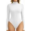 imageAvidlove Bodysuits for Women High Neck Long Sleeve Body Suits Snap Closure Double Lined Mock Neck Bodysuit SoftWhite