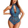 imageAvidlove Lingerie for Women Sexy Lace Bodysuit Deep V Teddy One Piece Babydoll Nightgown XSXXLBlackbluewith Snap Crotch