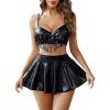 imageAvidlove Rave Outfits for Women Sequin Fringe Outfits Cosplay Lingerie 3pack Costume Set with Metallic SkirtBlack