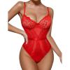 imageAvidlove Women Lingerie Bodysuit Lace Teddy Snap Crotch One Piece Underwire BabydollRed
